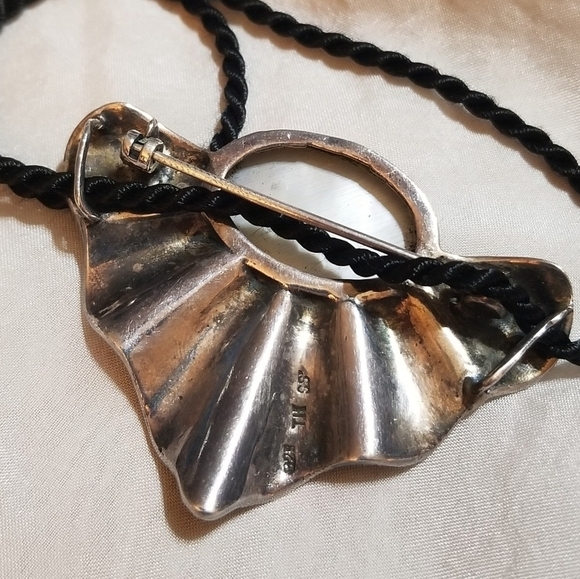 VTG Designer Sterling MOP Marcasite Necklace/ Brooch - Picture 7 of 7